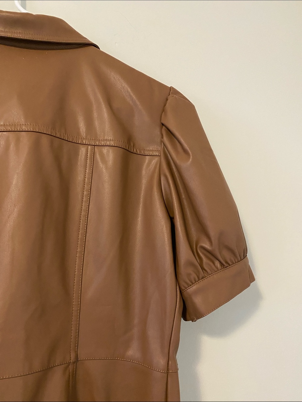 Kit + Sky Tan Faux Leather Button-Front Dress - Picture 6 of 7